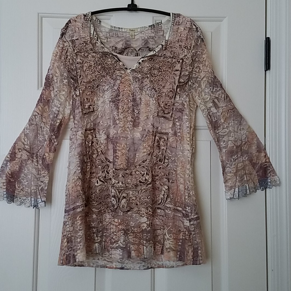 Reba Stud Embellished Burnout Top